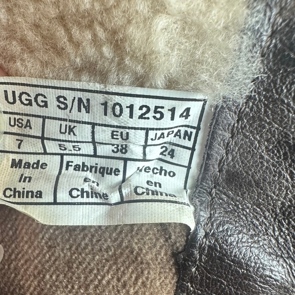 UGG Arquette Brown Leather Winter Boots Womens Size 7 Zip Sheepskin Cuff 1012514 - Picture 2 of 11